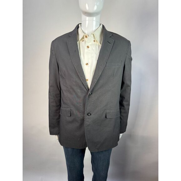 Mens Gray Modern Fit Blazer XL Blue By Cinque 2-Button Cotton Blend - Picture 15 of 16